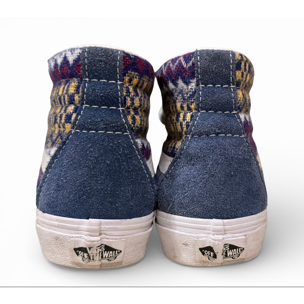 Vans Sk8-Hi Fair Isle Blue Multi Suede Canvas Skate Shoes W 5.5/M 4 Unisex - Picture 4 of 9